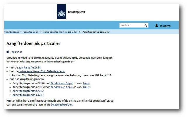 Téléchargez le programme du belastingdienst pour remplir votre déclaration de revenus aux Pays-Bas