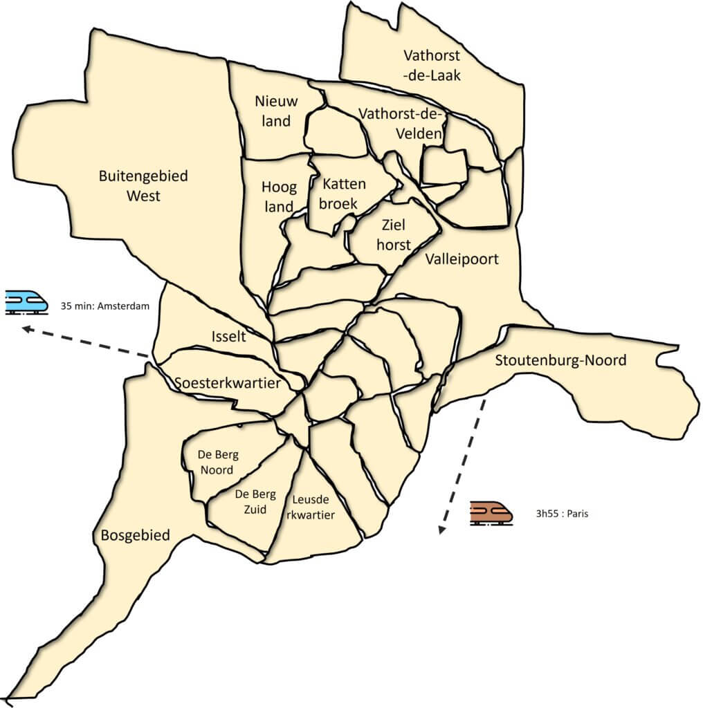 Carte des quartiers d'Amersfoort
